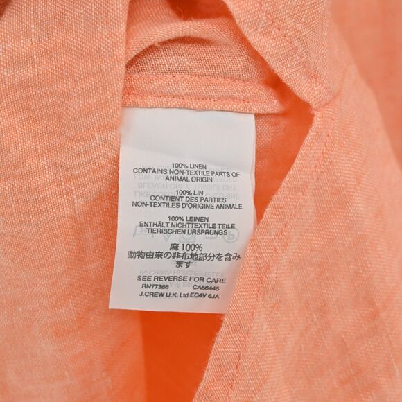 J CREW Top Womens Size 0 Orange Baird Mcnutt Irish Linen Boxy Pocket Blouse - Picture 9 of 13